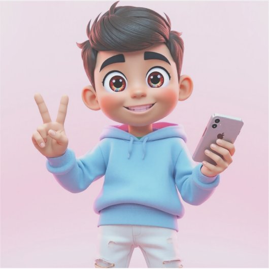 Schattigee boy 3d Custom-Cut Vinyl Sticker (Voorkant)