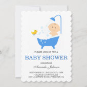 Schattigee Boy Bubble Bath Baby shower Uitnodiging (Voorkant)