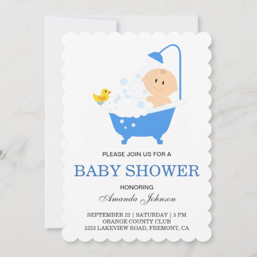 Schattigee Boy Bubble Bath Baby shower Uitnodiging (Voorkant)