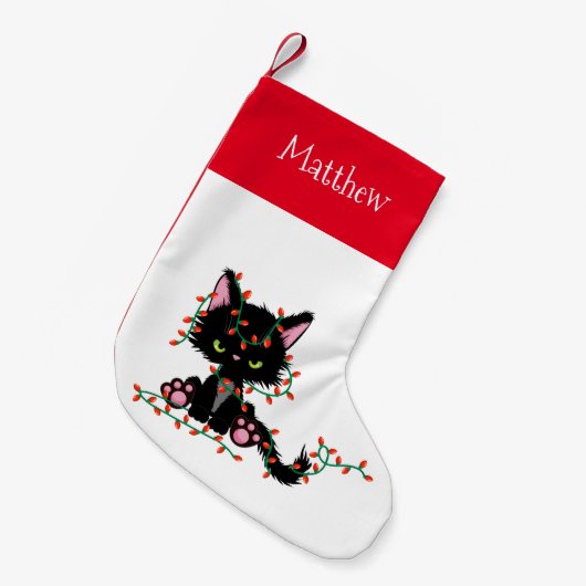 Schattigee Boze Grumpy Kerstkat Kleine Kerstsok (Voorkant (Hangend))