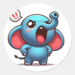 Schattigee boze olifant ronde sticker