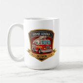 Schattigee brandweerbadge gepersonaliseerd koffiemok (Links)