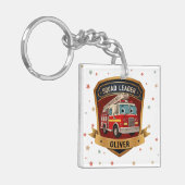 Schattigee brandweerbadge gepersonaliseerd sleutelhanger (Voorkant Links)