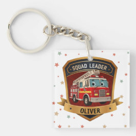 Schattigee brandweerbadge gepersonaliseerd sleutelhanger
