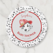 Schattigee Brandweerman Dalmatische Baby shower Bedankjes Labels (Voorkant)