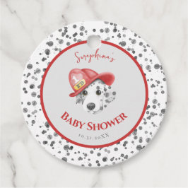 Schattigee Brandweerman Dalmatische Baby shower Bedankjes Labels