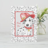 Schattigee Brandweerman Dalmatische Baby shower Bedankkaart (Staand voorkant)