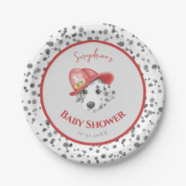 Schattigee Brandweerman Dalmatische Baby shower Papieren Bordje
