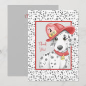 Schattigee brandweerman Dalmatische Verjaardag Bedankkaart (Voorkant / Achterkant)