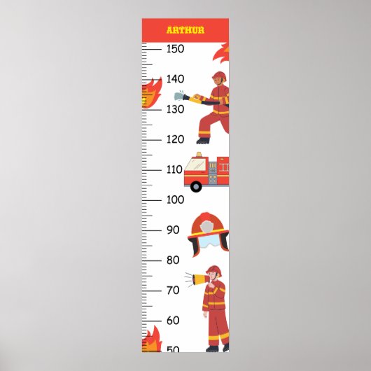 Schattigee Brandweerman Groeikaart Poster (Voorkant)