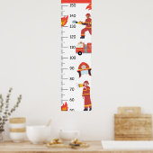 Schattigee Brandweerman Groeikaart Poster (Keuken)