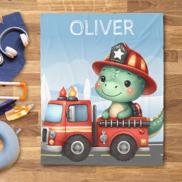 Schattigee brandweerman Trex Dinosaurus Fleece Deken