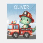 Schattigee brandweerman Trex Dinosaurus Fleece Deken (Voorkant)