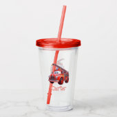 Schattigee brandweerwagen acryl drinkbeker (Achterkant)