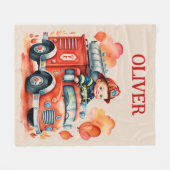 Schattigee brandweerwagen en brandweerman fleece deken (Voorkant (Horizontaal))