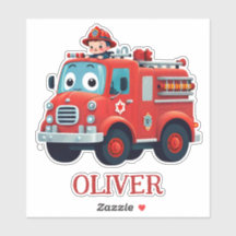 Schattigee brandweerwagen en brandweerman