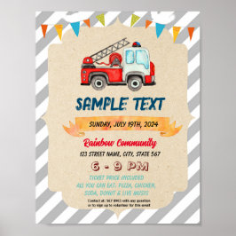 Schattigee brandweerwagen thema flyer poster