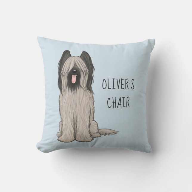 Schattigee Briard met aangepaste tekst Kussen (Voorkant)