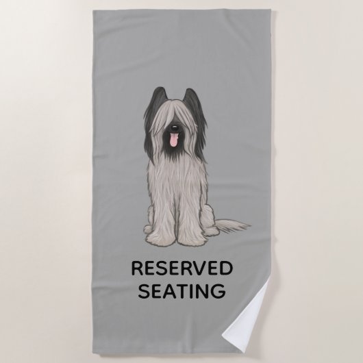 Schattigee Briard met aangepaste tekst Strandlaken (Voorkant)