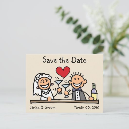 Schattigee Briefkaarten Save the Date (Staand voorkant)