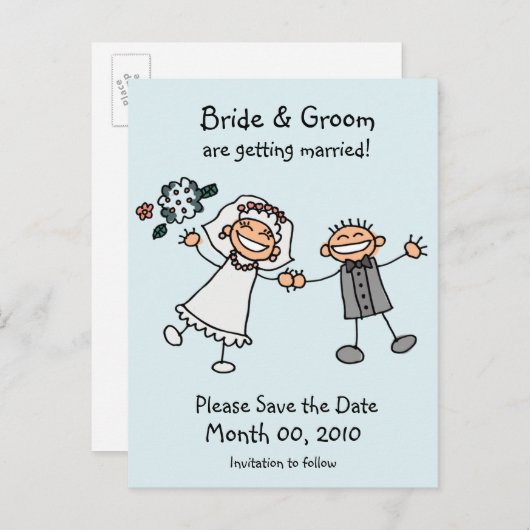 Schattigee Briefkaarten Save the Date (Voorkant / Achterkant)