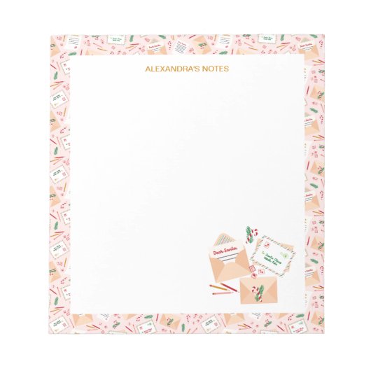 Schattigee brieven aan de kerstman en mail kerstpa notitieblok (Voorkant)