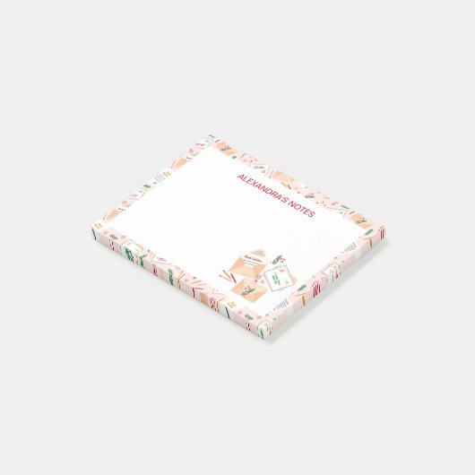 Schattigee brieven aan de kerstman en mail kerstpa post-it® notes (Schuin)