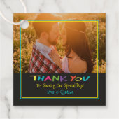 Schattigee Brieven Met Hart Trouwen Dank U Foto Bedankjes Labels (Voorkant)