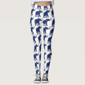 Schattigee Bright Blue Thai Elephant Pattern Leggi Leggings (Voorkant)
