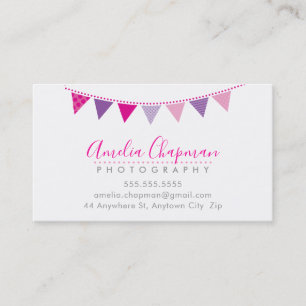 SCHATTIGEE BRIGHT BUNTING vet feest roze paarse Visitekaartje