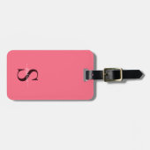 Schattigee Bright Pink Monogram Initialen en naam Bagagelabel (Voorkant horizontaal)
