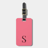 Schattigee Bright Pink Monogram Initialen en naam Bagagelabel (Voorkant verticaal)