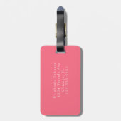 Schattigee Bright Pink Monogram Initialen en naam Bagagelabel (Achterkant verticaal)