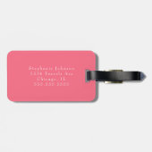 Schattigee Bright Pink Monogram Initialen en naam Bagagelabel (Achterkant horizontaal)