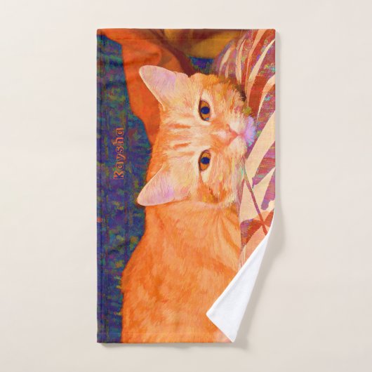 Schattigee Bright Sinaasappel Tabby Cat Bad Handdoek (Handdoek)