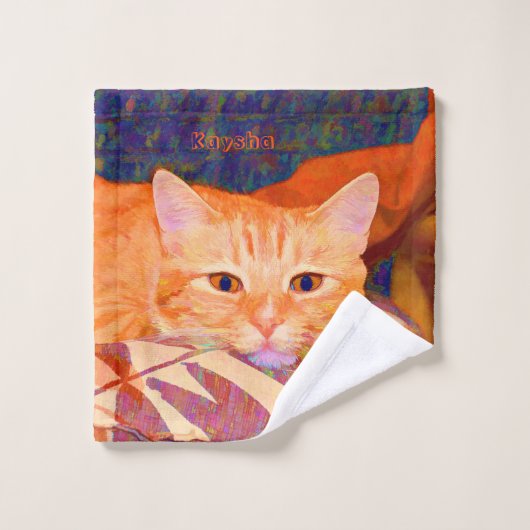 Schattigee Bright Sinaasappel Tabby Cat Bad Handdoek (Wasdoekje)