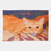 Schattigee Bright Sinaasappel Tabby Cat Theedoek (Horizontaal)