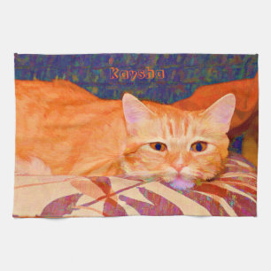 Schattigee Bright Sinaasappel Tabby Cat Theedoek