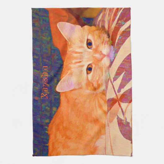 Schattigee Bright Sinaasappel Tabby Cat Theedoek (Verticaal)