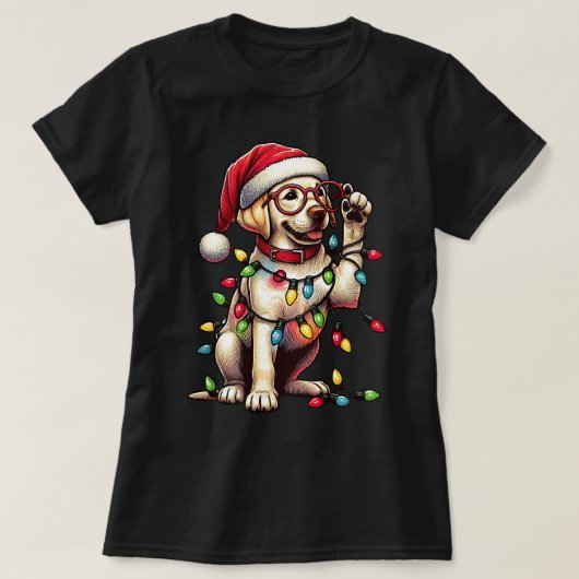 Schattigee bril Labrador Retriever Santa Christmas T-shirt (Design voorkant)