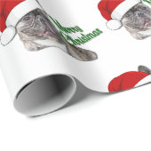 Schattigee Brindle Franse Bulldog Puppy Santa Cadeaupapier (Rol Hoek)