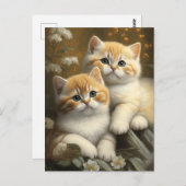 Schattigee Britse Korthaar Kittens in Flowers Gard Briefkaart (Voorkant / Achterkant)