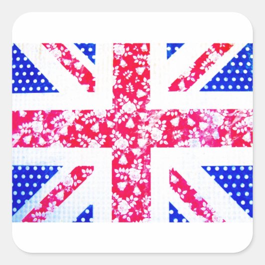 Schattigee Britse vlag Vierkante Sticker (Voorkant)