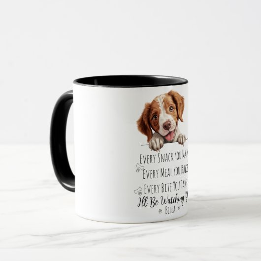 Schattigee Brittany Spaniel Dog Funny Custom Mok (Voorkant links)