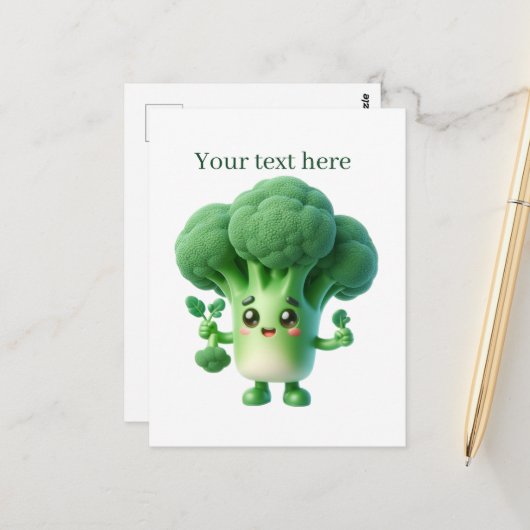 Schattigee broccoli liefhebbers tekst toevoegen briefkaart (Voorkant / Achterkant in situ)