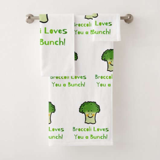 Schattigee Broccoli Pun Cartoon Design Bad Handdoek (Insitu)