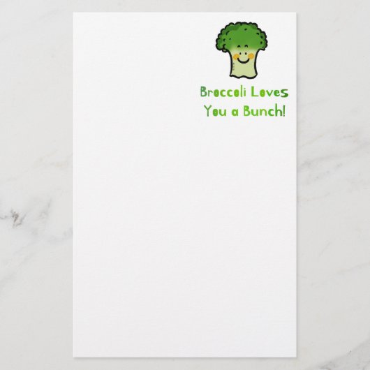Schattigee Broccoli Pun Cartoon Design Briefpapier (Voorkant)
