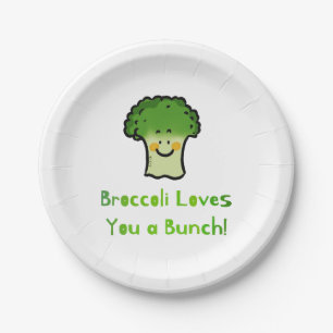 Schattigee Broccoli Pun Cartoon Design Papieren Bordje