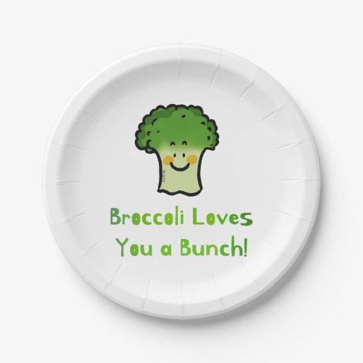Schattigee Broccoli Pun Cartoon Design Papieren Bordje (Voorkant)
