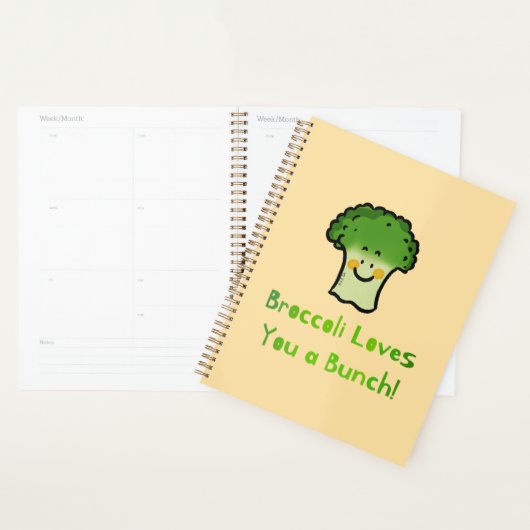 Schattigee Broccoli Pun Cartoon Design Planner (Display)